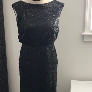 Black sequin low back prom, bridesmaid, evening